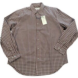 NWT California Shirt Co Men's M Button Down Shirt Mocha Plaid Cotton Stitch Fix